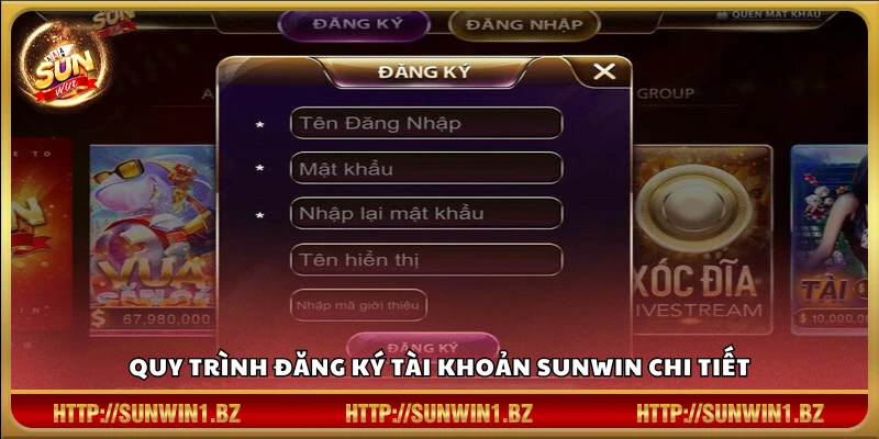 Hướng dẫn từng bước tạo tài khoản SUNWIN